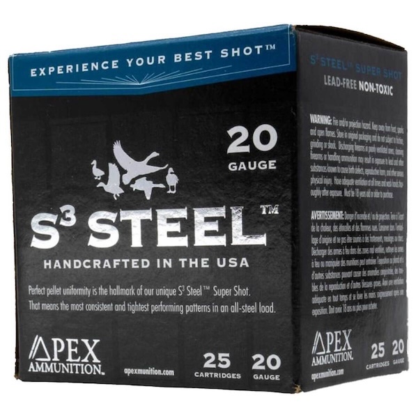 APEX Waterfowl S3 20 Gauge 3 in Steel Shotgun Ammo #4 (25 Rounds)